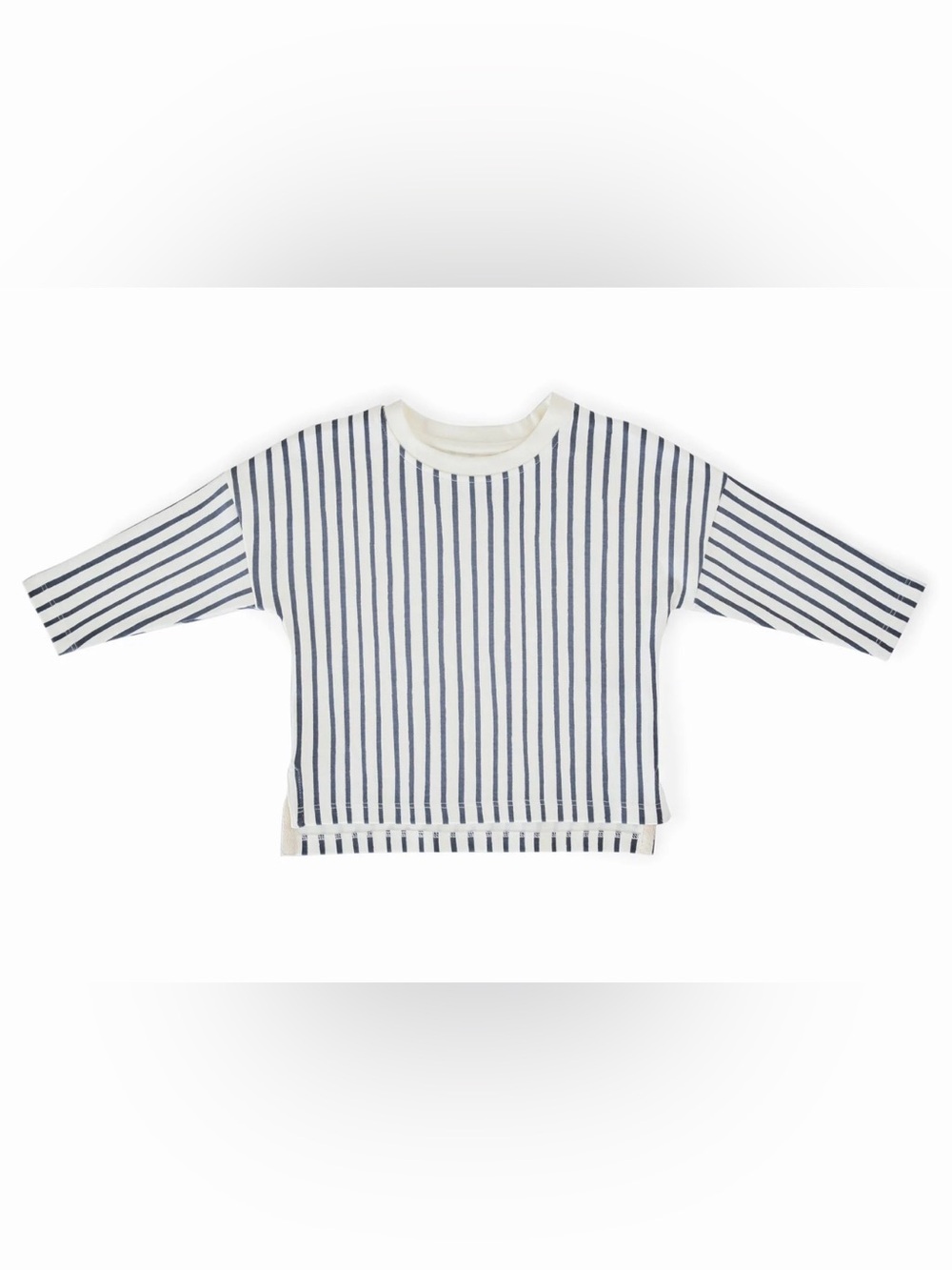 Striped Crewneck Short-Sleeve Tee in Navy and White